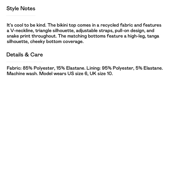 NWT! Snake Print Triangle Bikini Set - Picture 5 of 5